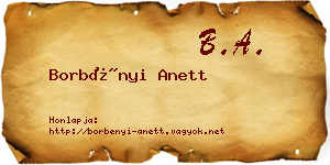Borbényi Anett névjegykártya
