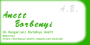 anett borbenyi business card